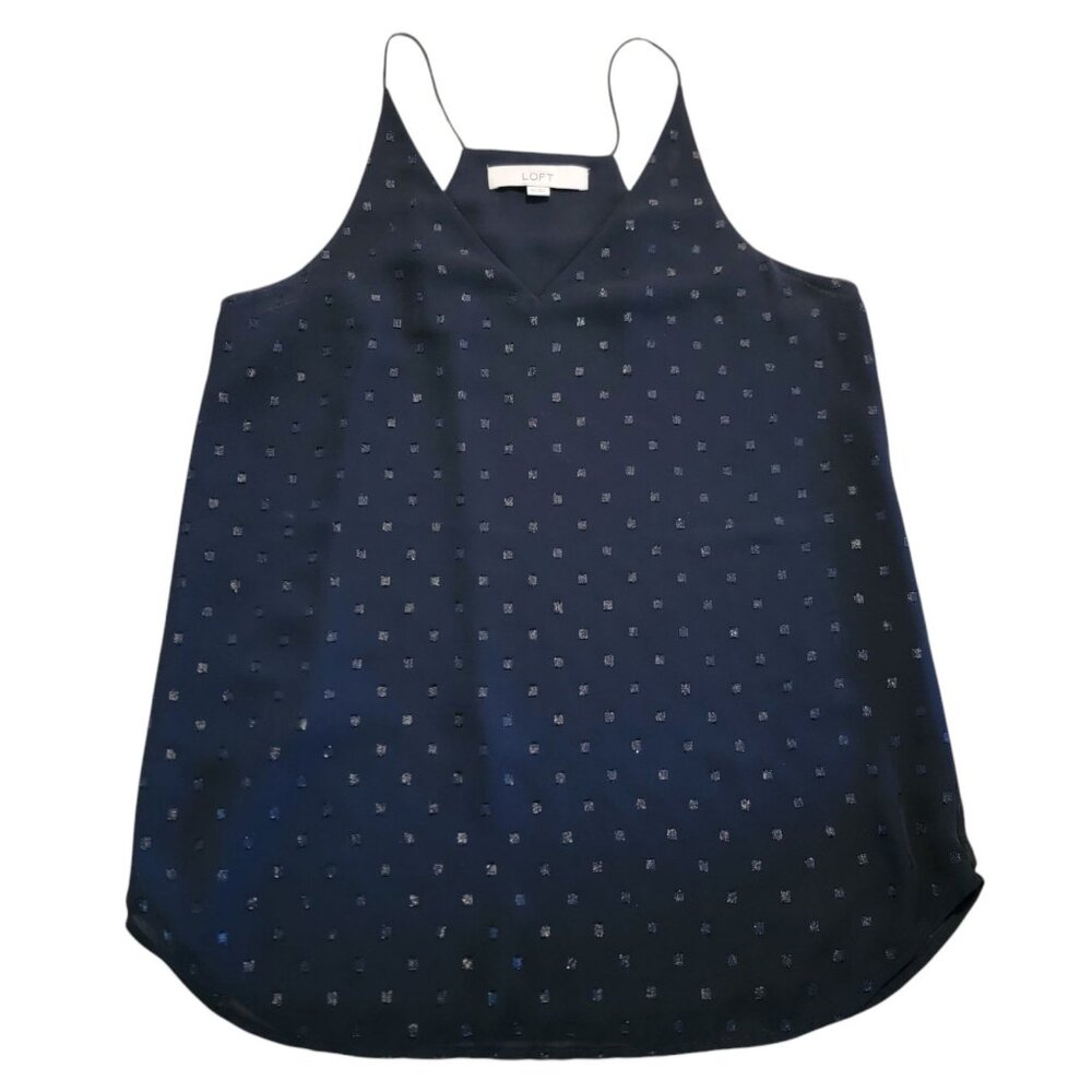 Ann Taylor‎ Loft Camisole Top Woman XS Black Embellished Lined Tank Cami Layer
